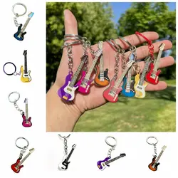 New Guitar Keychain Cute Bass Stainless Steel Keyring for Man Women Bag Pendant Car Key Ring Accessories Music Lovers Gift
