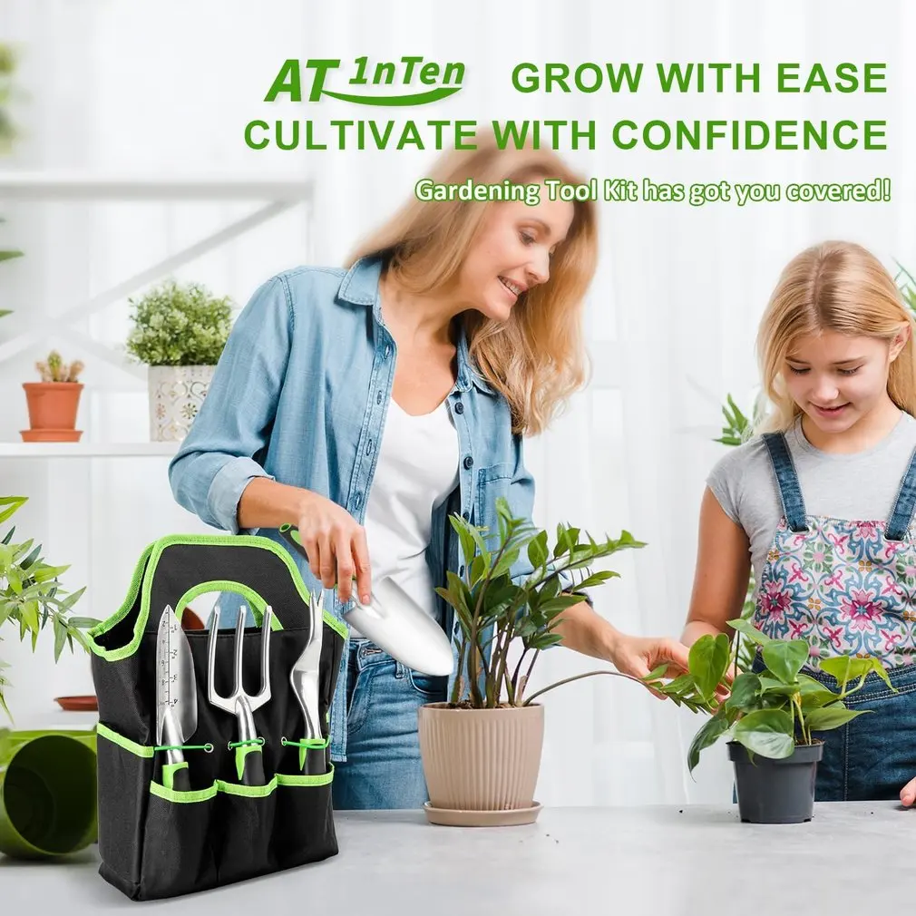 7 Pcs Set Gardening Potting Tools TPR Handle Shovel Rake Flower Pruning Shears Brush Multifunctional Garden Plant Bonsai Tools