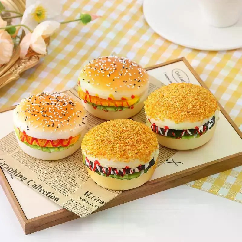 /GJ/Hamburger Fridge Magnet Squishies Toy Slow Rising Stress Reliever Toy Novelty Antistress Christmas Kitchen Decor Realistic