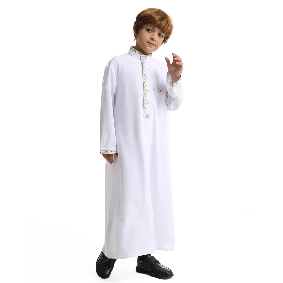 New Thobe Kinder Jungen islamische Kleidung Saudi Dubai Truthahn Kaftan Abayas für Kinder Teenager lange Robe Kleid Th883