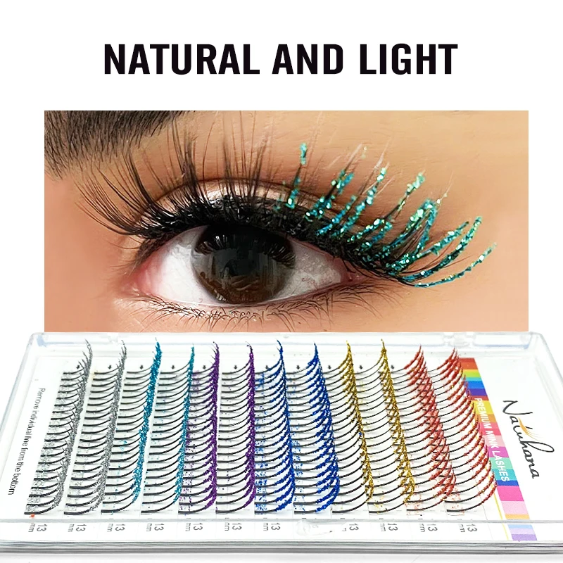 DIY Mix Colors Glitter Lash Extensions Halloween Party Shiny Faux Mink Christmas False Eyelash Extensions Makeup Wholesale