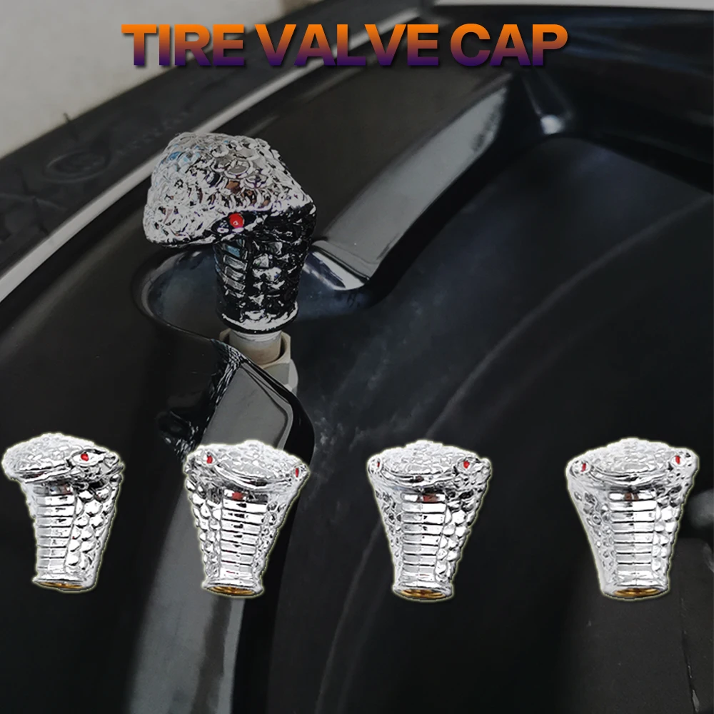 4Pcs Universal Car Snake Design Antirust Copper Core Motorcycle Bike AntiTheft Car Wheel Tyre Tires Valve Stem Caps Air Dust Cap