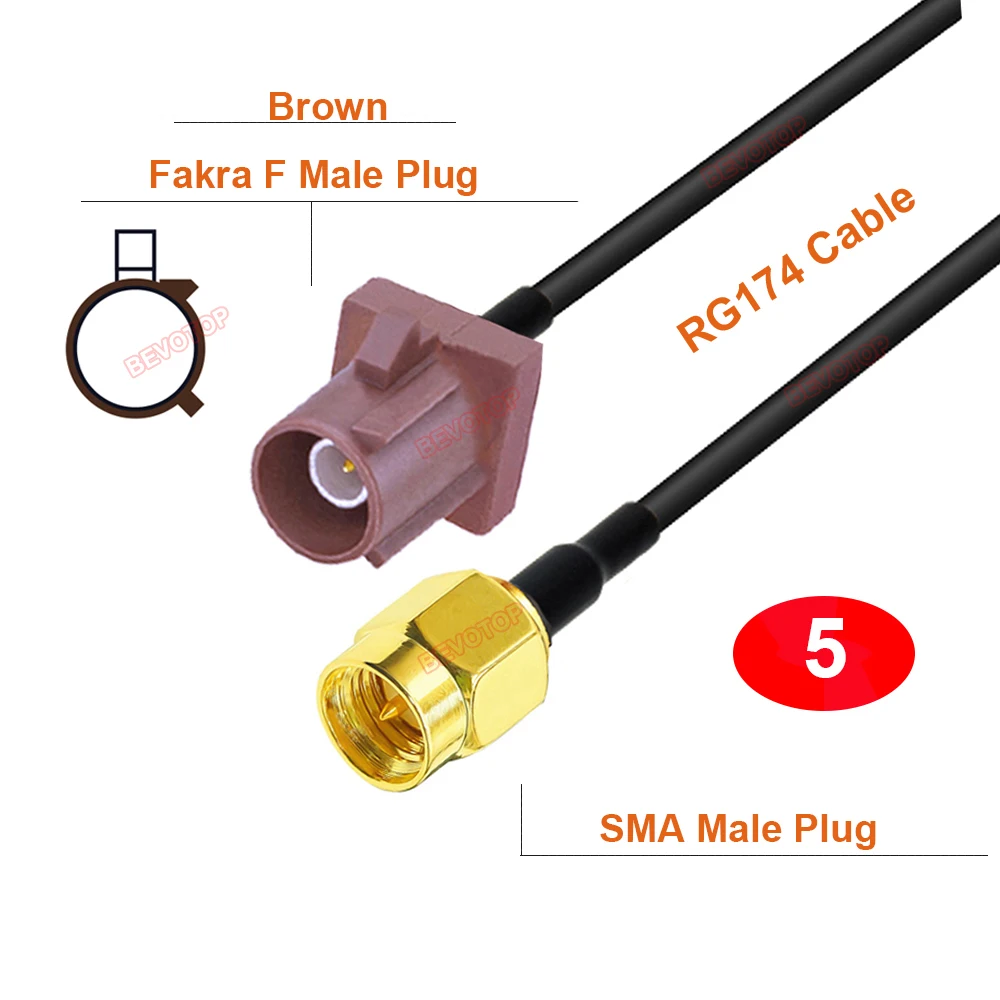 1 قطعة فقرا F إلى SMA ذكر/أنثى RG174 RF كابل محوري فقرا إلى SMA سلك توصيل معزز تسخير BEVOTOP حسب الطلب