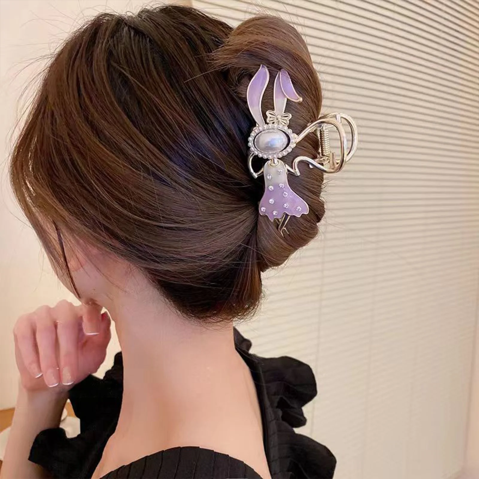 دبوس شعر على شكل أرنب بوبي على شكل مخلب شعر للنساء، مشبك شعر من خليط معدني واسع الأسنان، إكسسوارات للشعر للنساء والفتيات #1