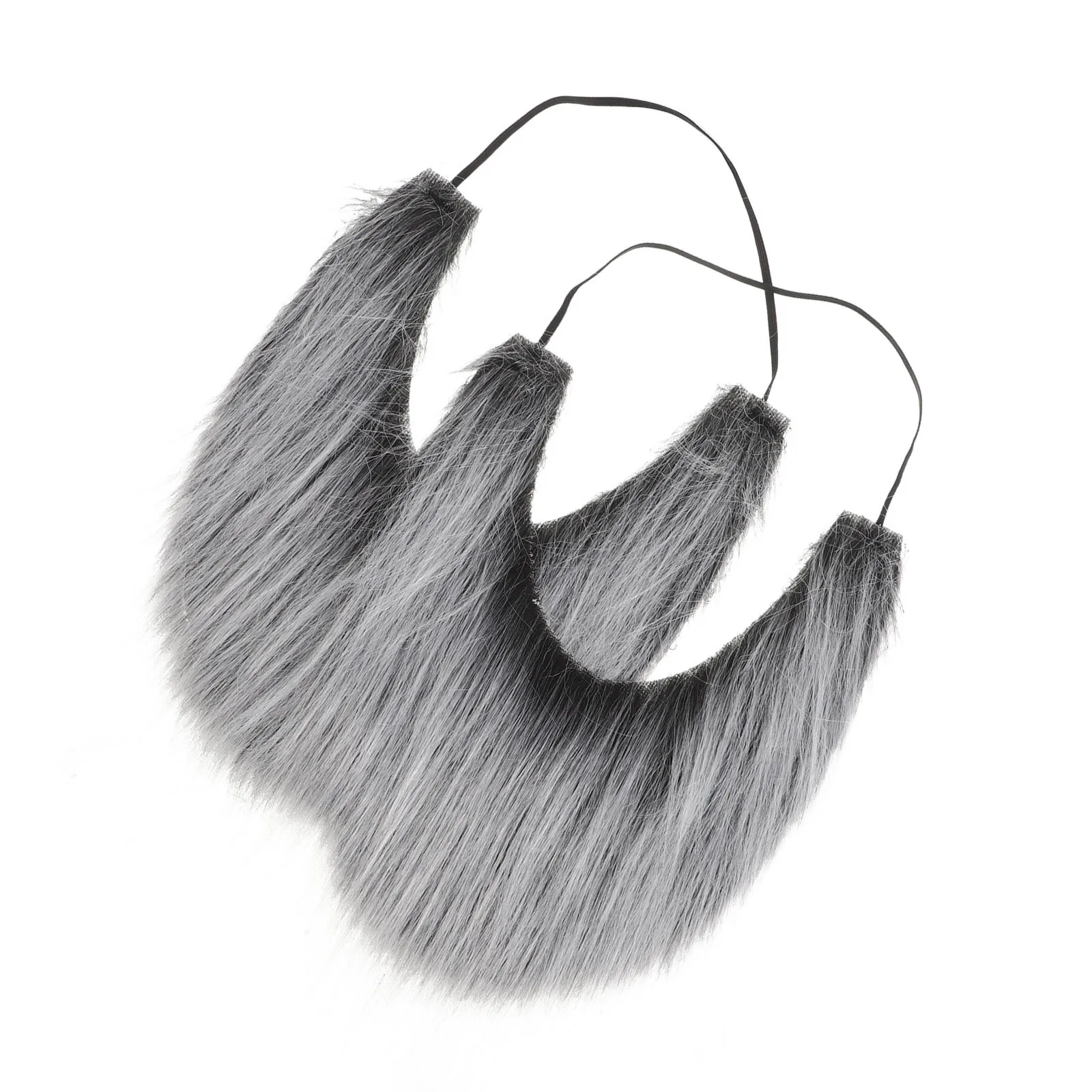 

2pcs Grey Fake Beard Realistic Artificial Facial Hair Reusable Costume Accessory Cosplay Party Men Stylish Beards