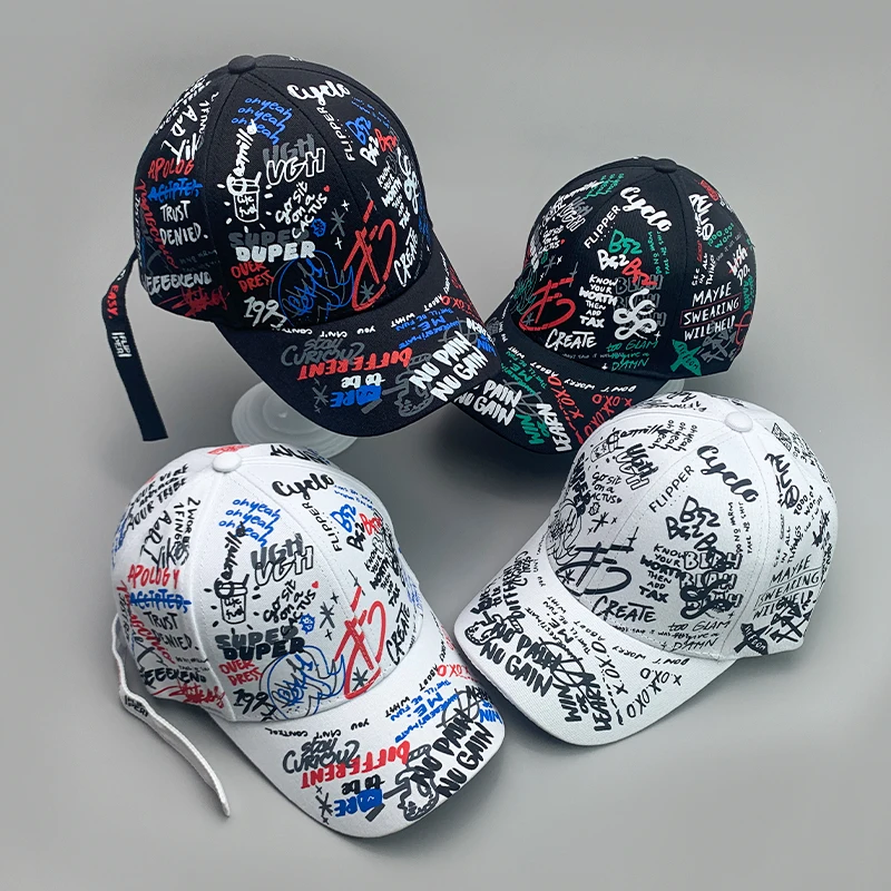 New Streetwear Kpop Graffiti Carta Homens Mulheres Chapéus De Beisebol Algodão Respirável Clássico Pessoal Casual Esporte Unisex Hip Hop Caps