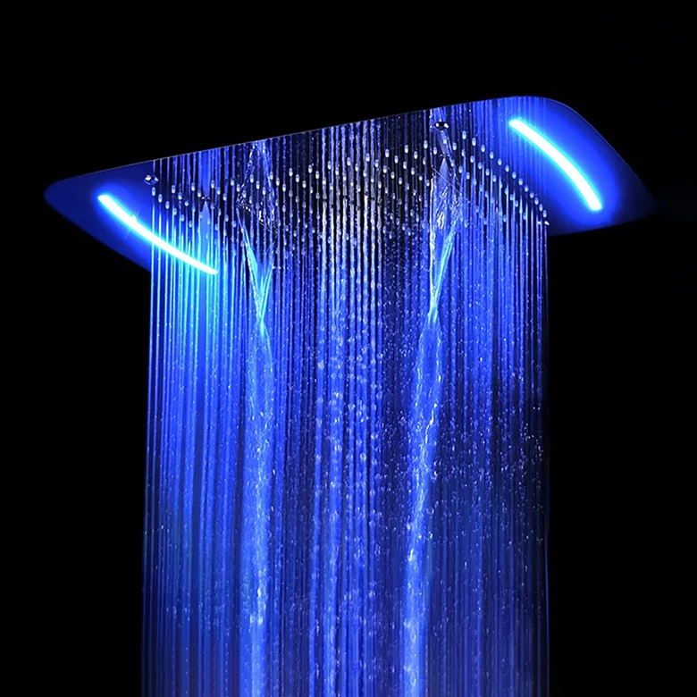 Luxury Big Size LED Rainfall Waterfall Column Mist Multi Function Shower Head Set BathroomThermostatic Shower System