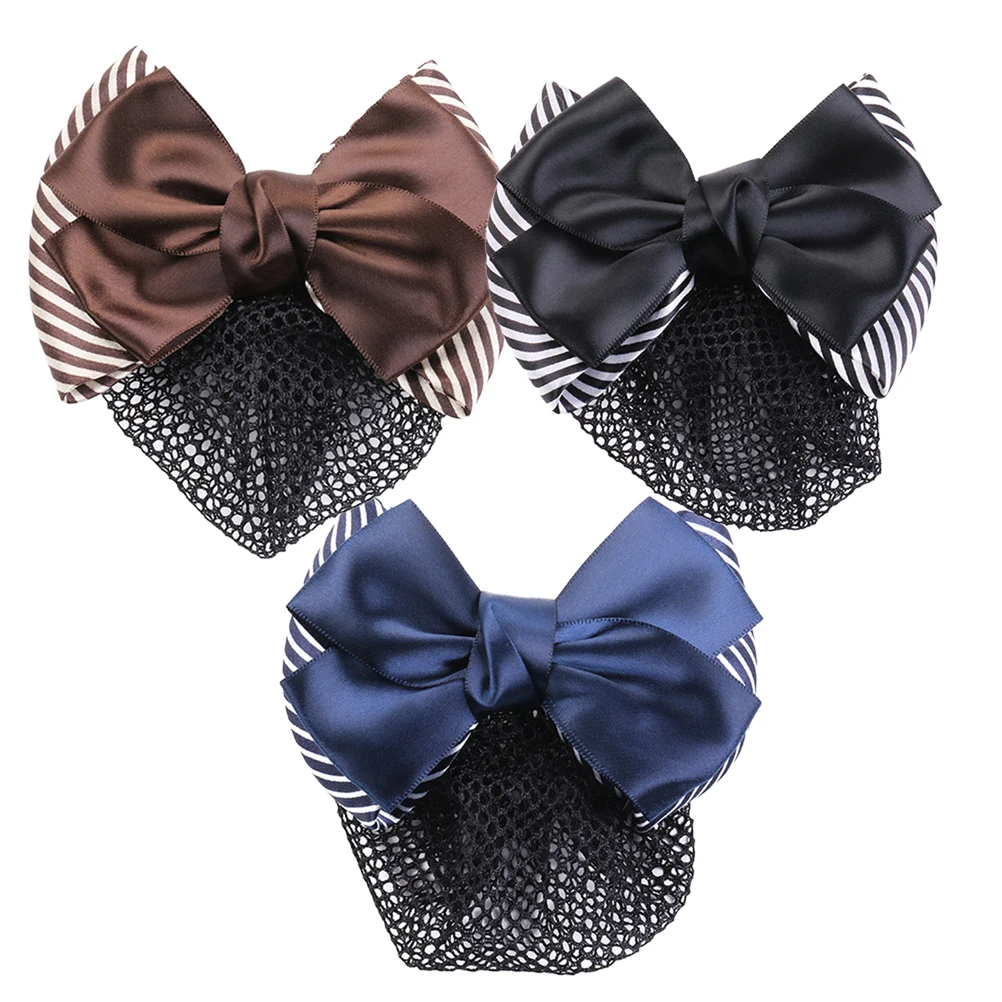 

Bowknot Snood Net Hair Clip Durable Gauze Alloy Headdress Work Party Date Accessories Bank Clerk Bun Cover Headwear