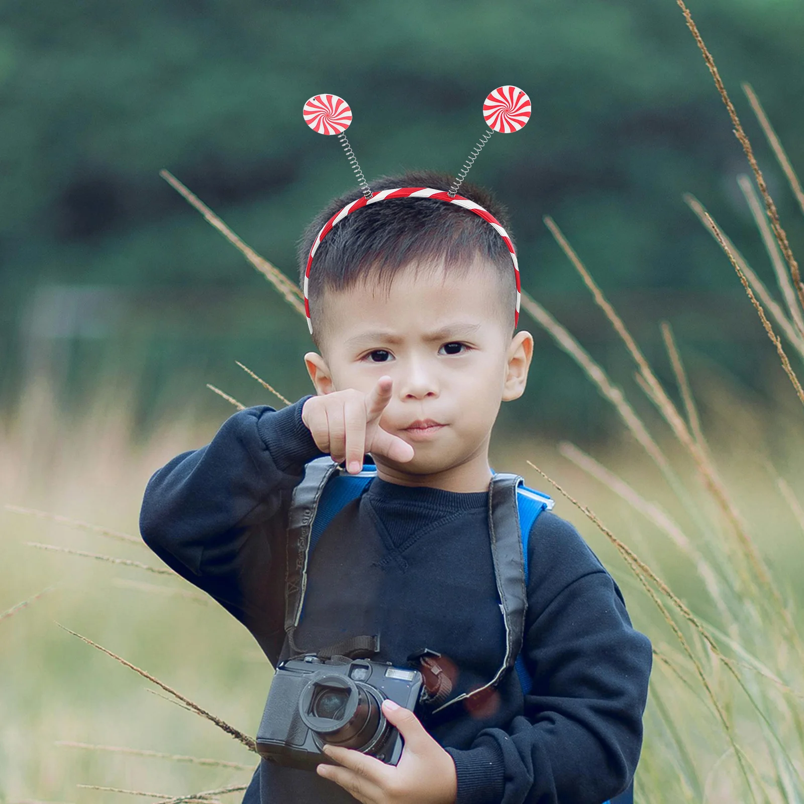 

2Pcs Dual Color Candy Cane Headband Acrylic Xmas Headwear Holiday Party Hair Hoop Christmas Lollipop Hair Accessories