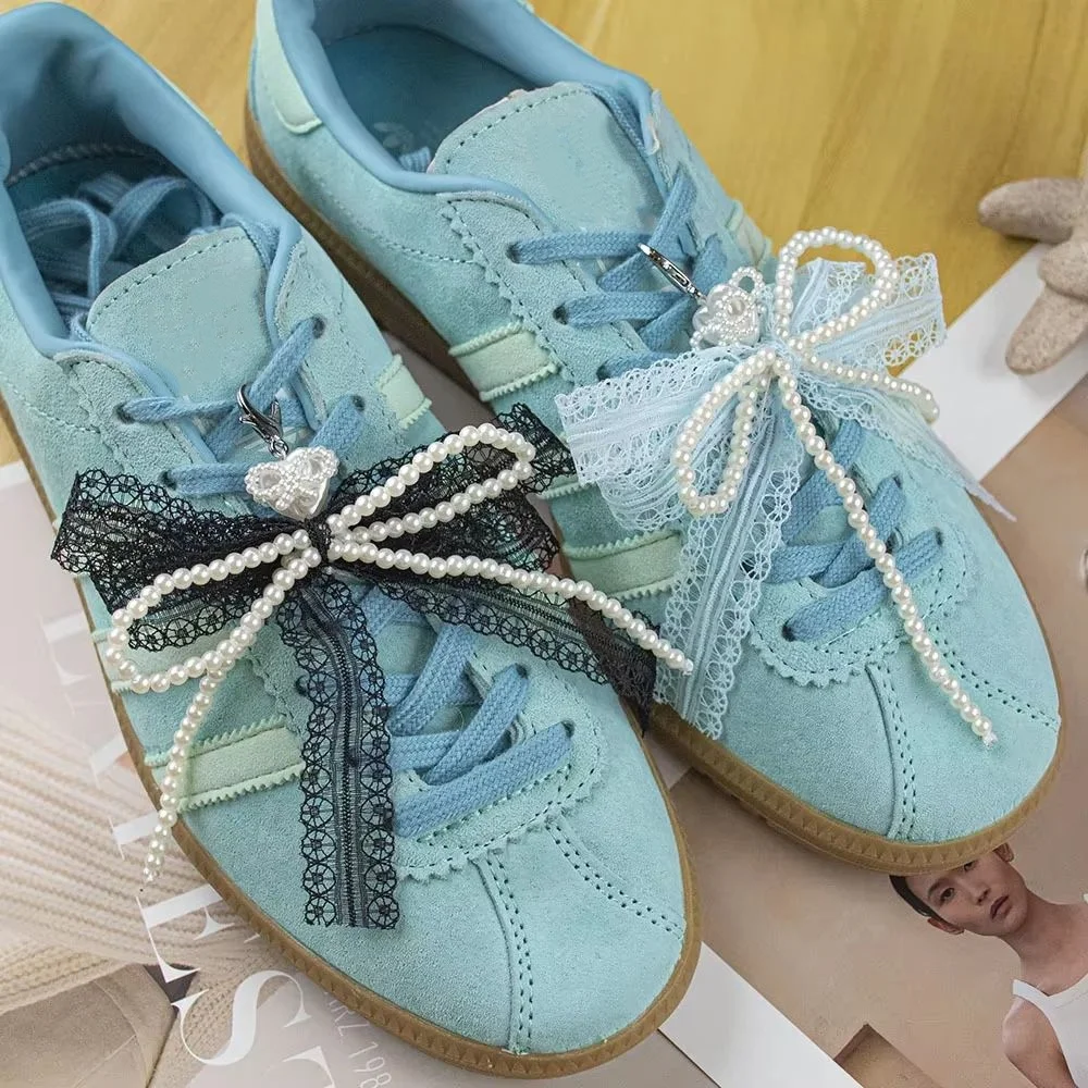 

Premium Decorative Shoe Charm Lace Pearl Bow Shoe Laces Charms for Sneakers Decorative Accessories Shoe Flower Buckle Fashion
