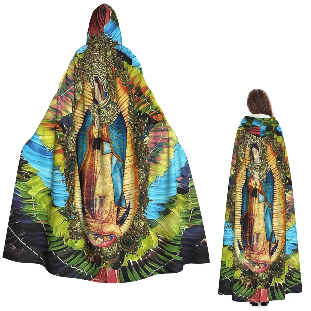 

Богоматери Гваделупской Девы Марии Мексиканский длинный плащ с капюшоном Ведьма Средневековый костюм Косплей Накидка Хэллоуин Вампир Взрослый унисекс
