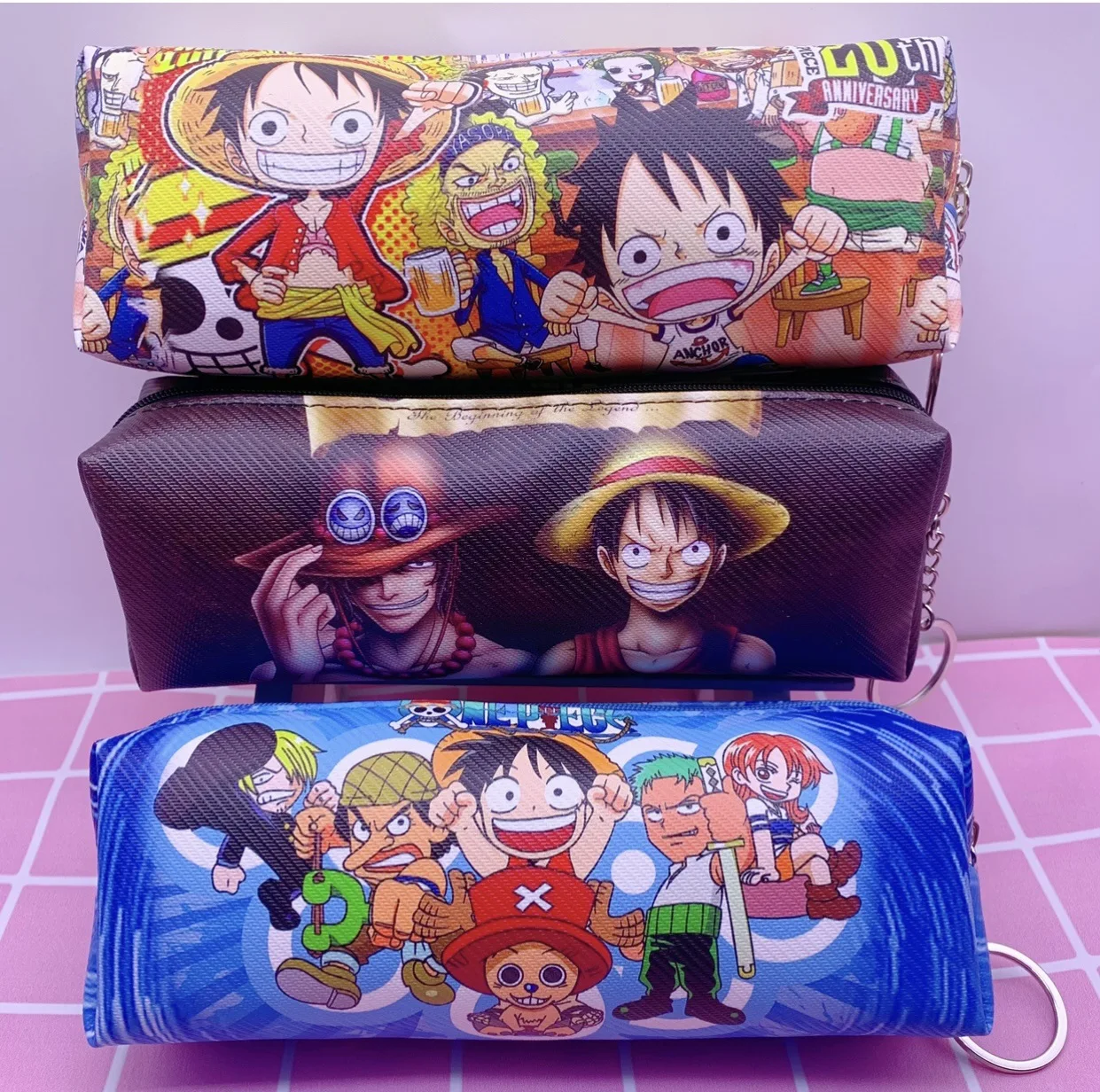 

New model One Piece Luffy and Zoro Nami Pencil Case New Creative Cartoon Fashion Large Capacity Portable Makeup Bag Student Stat