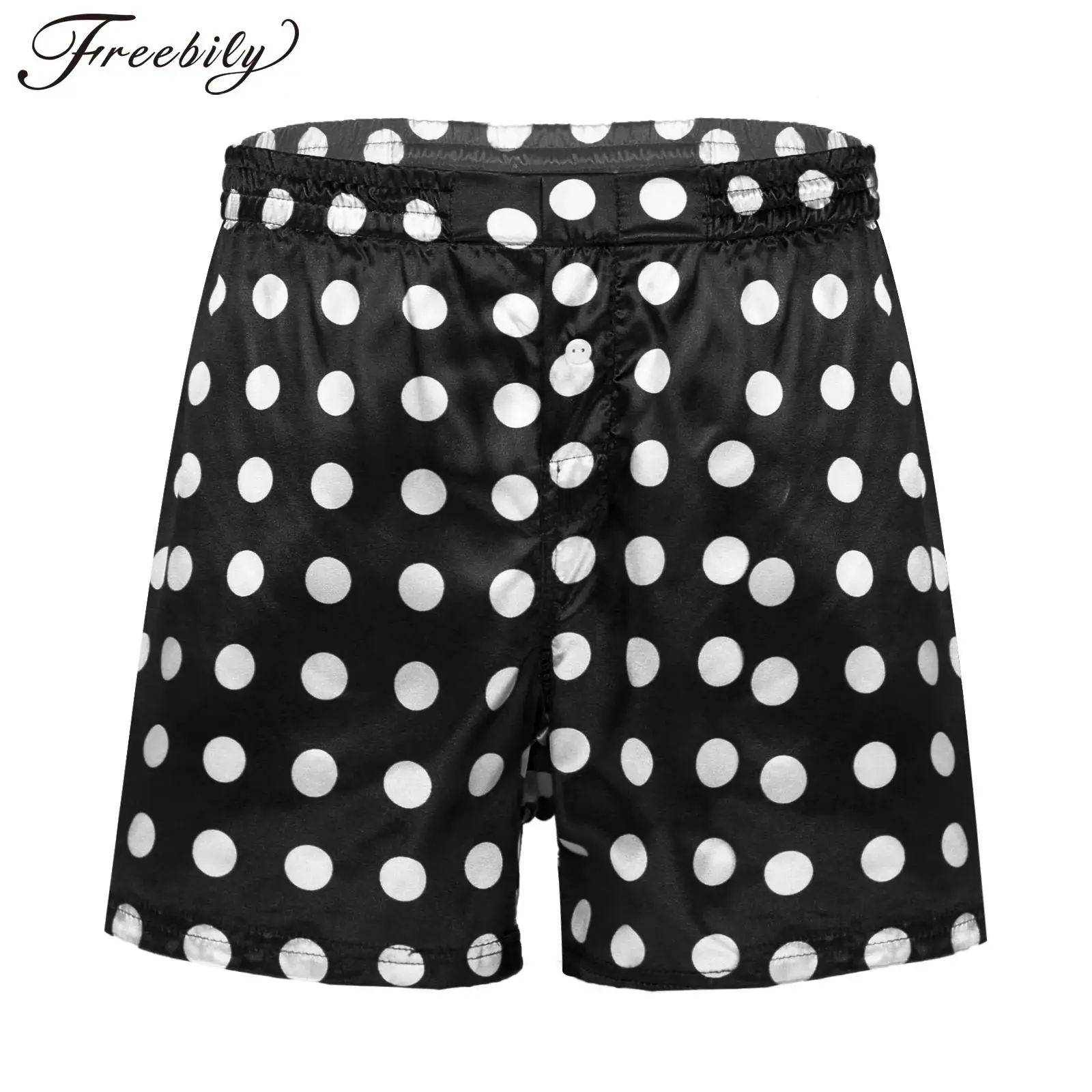 Men's Dots Print Classic Soft Boxer Shorts Lightweight Loose Shorts Pants Casual Beach Wear Homme Lounge Summer Shorts