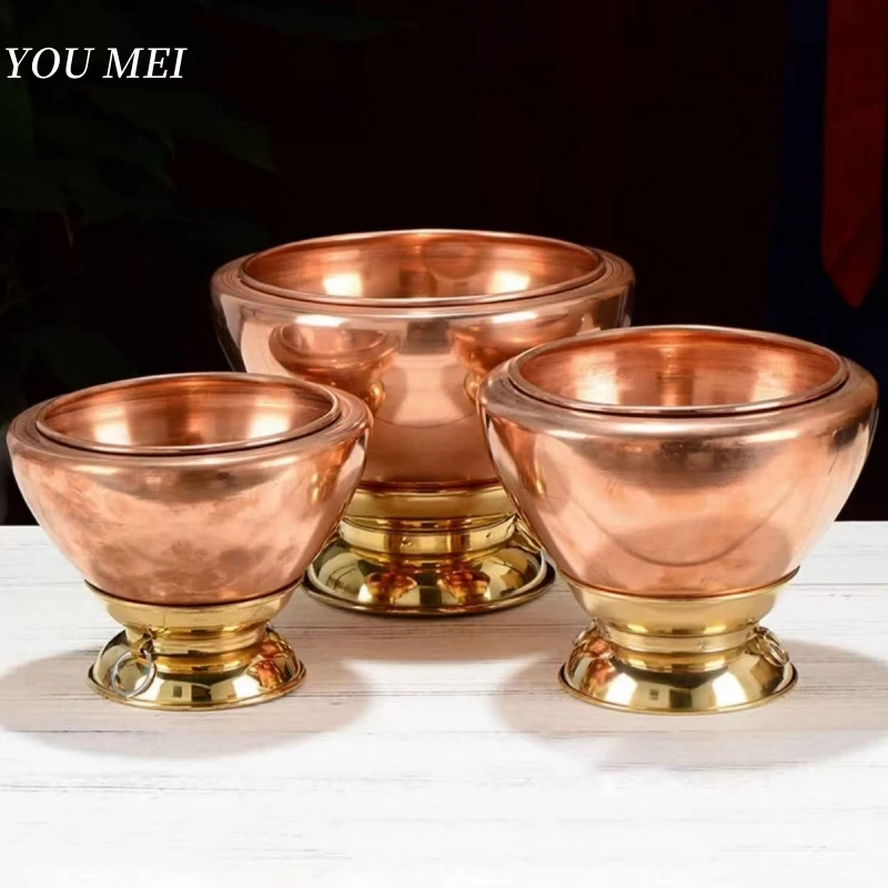 

Sakyamuni Buddha Tall Feet Bowl,Tathagata Holds a Bowls,Tantric Worship Tibetan Copper Altars Cup Buddhist Religious Item