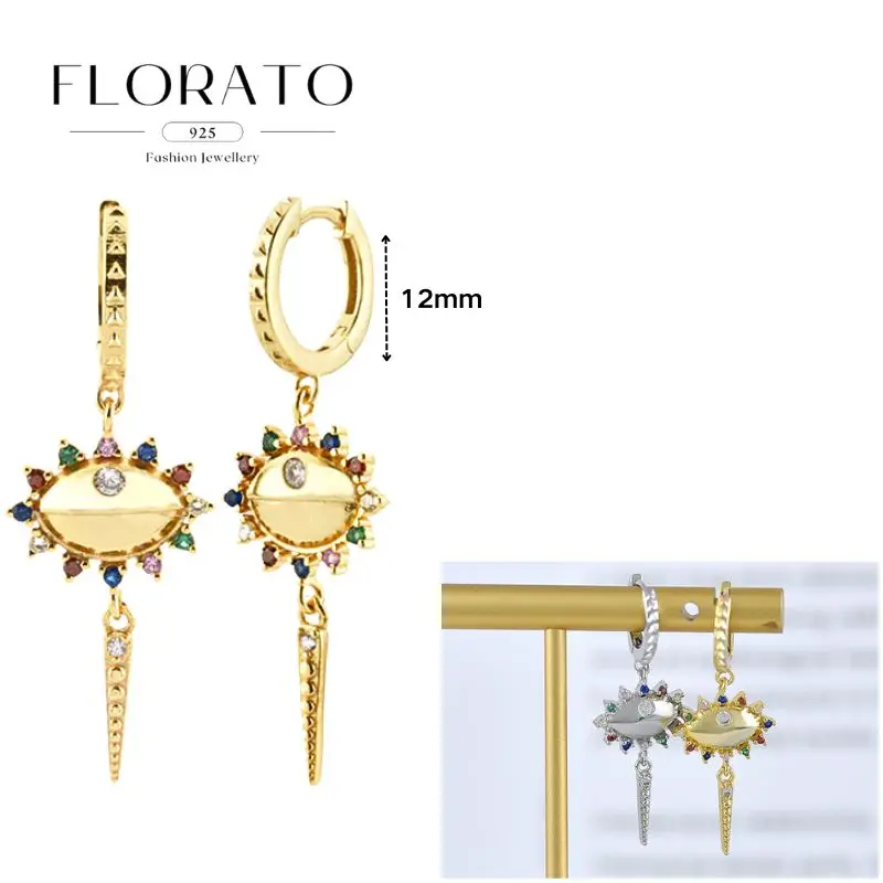 Women's 925 Sterling Silver Evil Eye Zircon Earrings