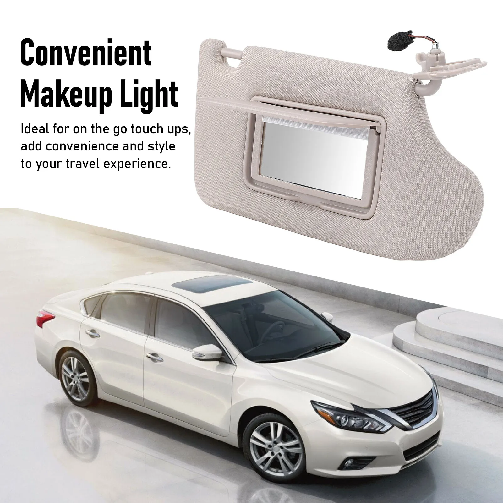 

Солнцезащитный козырек с макияжем Светло-бежевый стильный вид Улучшенная безопасность Солнцезащитный козырек для Altima 2013-2018 Автомобильный солнцезащитный козырек