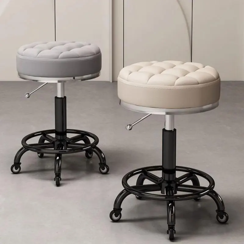 custom.Modern Metal Commercial Salon Stool with Pulley and Rotating Features Beauty Salon Nail Art and Hair Cutting Salon Fu