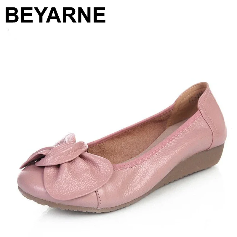 BEYARNE colors Plus Size(34-43)Loafers Comfortable Women Genuine Leather Flat Shoes Woman Casual Nurse Work Shoes Women Flats
