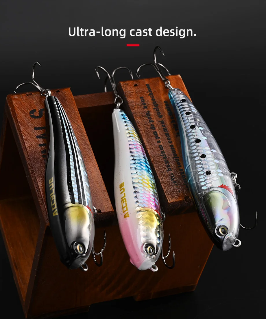 ALLBLUE BULLET MULLET 80mm/100mm Topwater Pencil Surface Walker Schwimmender Angelköder Walk The Dog Salzwasser Bass Hard Bait – Detail 6