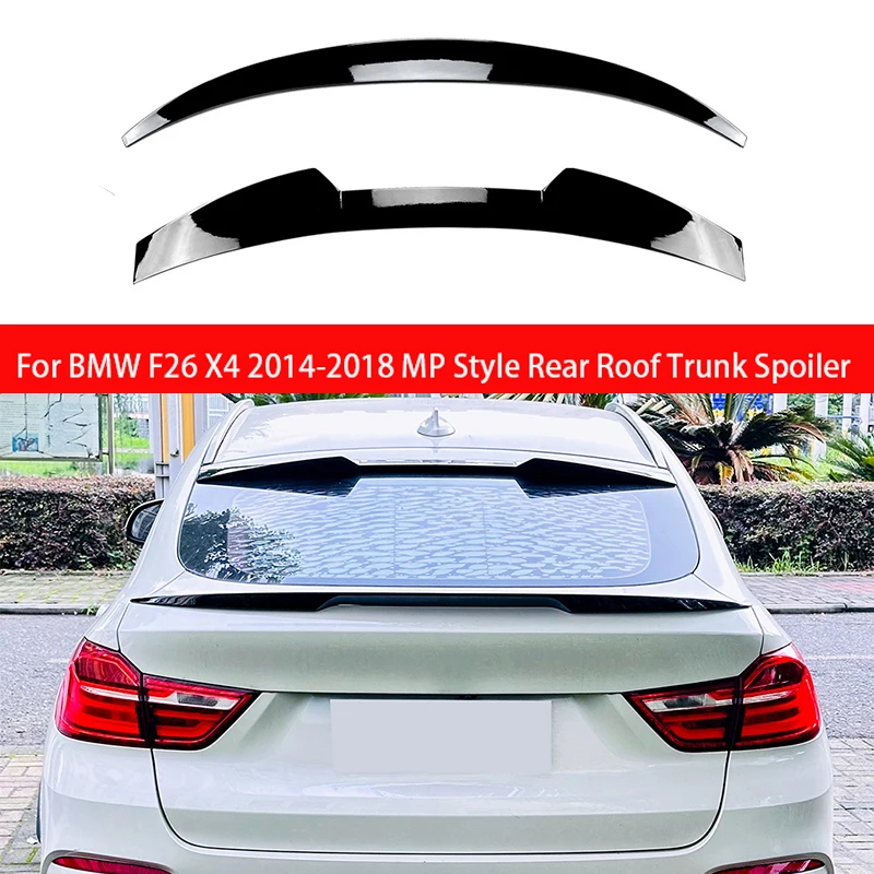 

For BMW X4 F26 2014 2015 2016 2017 2018 Rear+Roof Spoiler Wing Gloss Black/Carbon Fiber Look Trunk Lid Tail Upper Splitter Lip