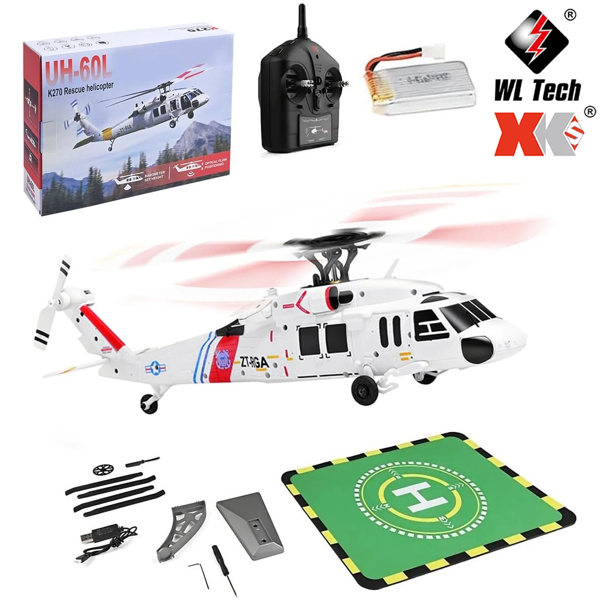 

WLtoys Upgraded Model K270 Black Eagle Remote Control Helicopter UH60 Brushless Model Aircraft with Optical Flow Positioning