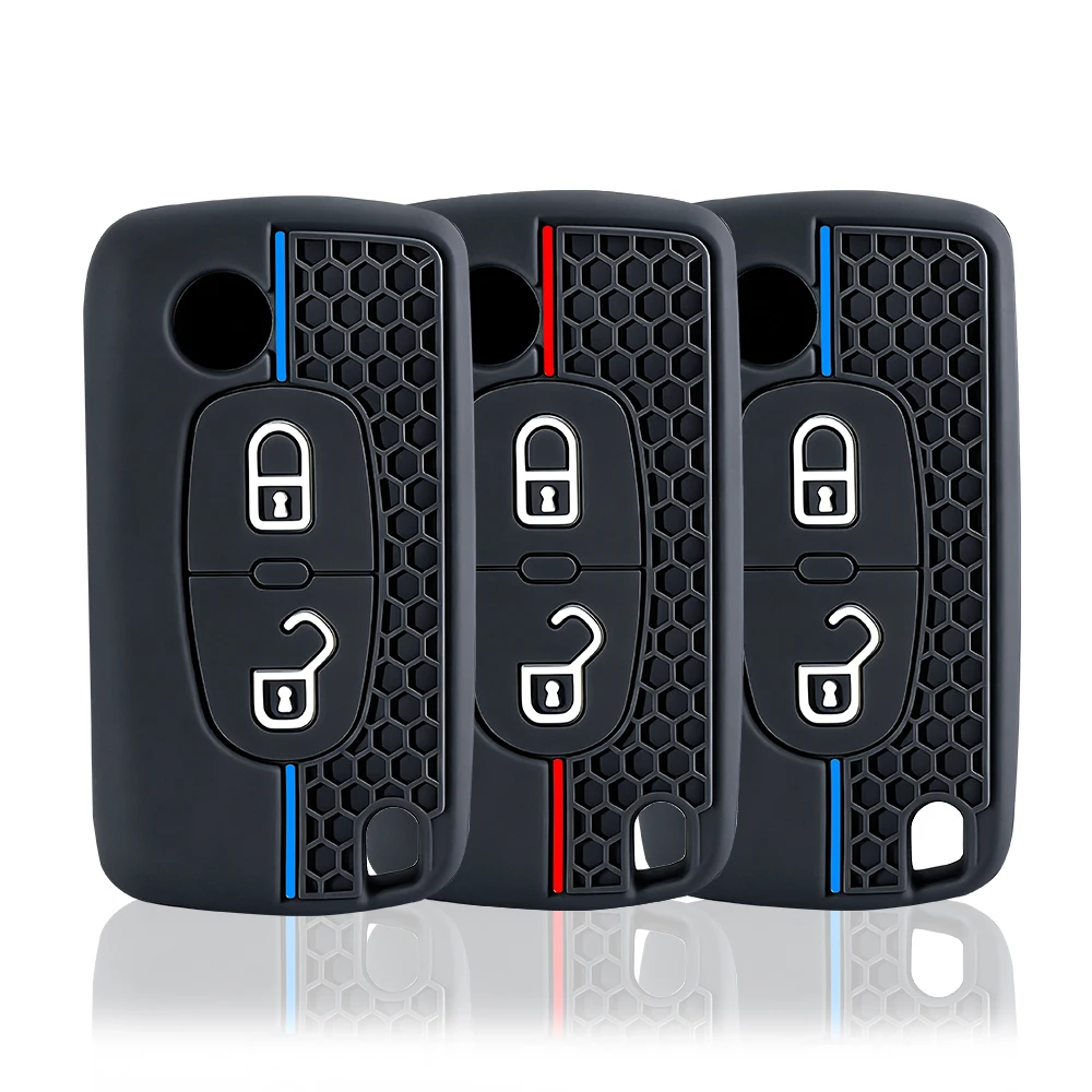 2 Button Silicone Car Key Cover Case Holder For Peugeot 206 308 3008 Expert Partner Citroen C3 Pluriel Picasso Berlingo