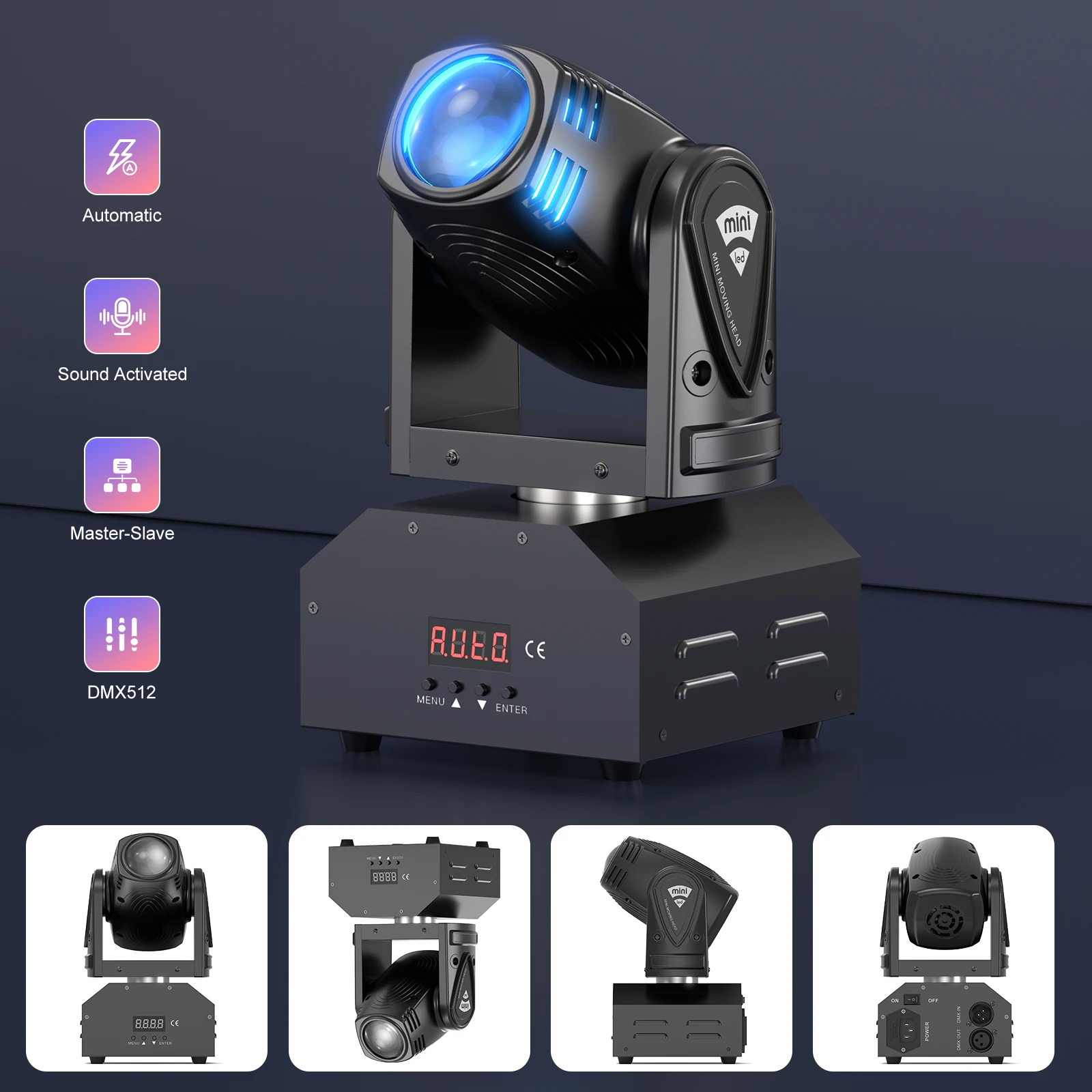 U'King 100 واط شعاع تتحرك رئيس ضوء صغير RGBW 4IN1 LED شعاع ضوء المرحلة DMX512 تأثير الصوت المنشط لحزب DJ بار KTV ديسكو #4