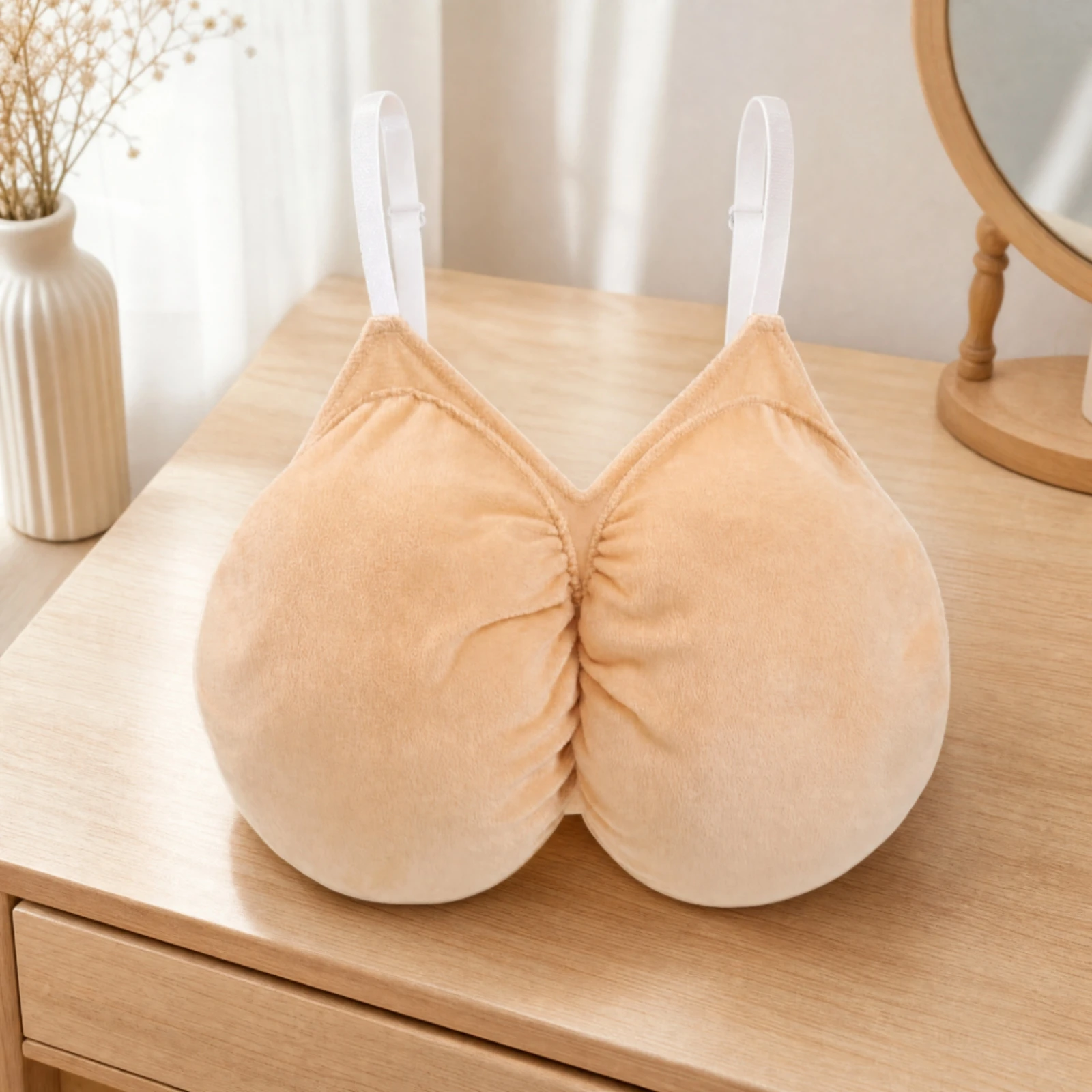 Flesh-Toned Padded Chest Costume Easy to Wear Exaggerated Chest Costume Prop Humorous for Halloween, Stage Performances