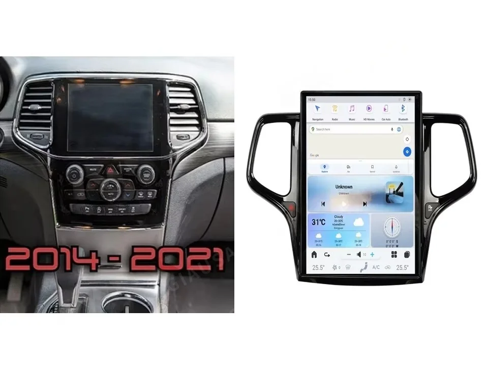14.4 inch Scherm Multimedia Speler Radio Voor Jeep Grand Cherokee 2010-2014-2021 CarPlay Auto GPS Navigatie Android 13 Head Unit