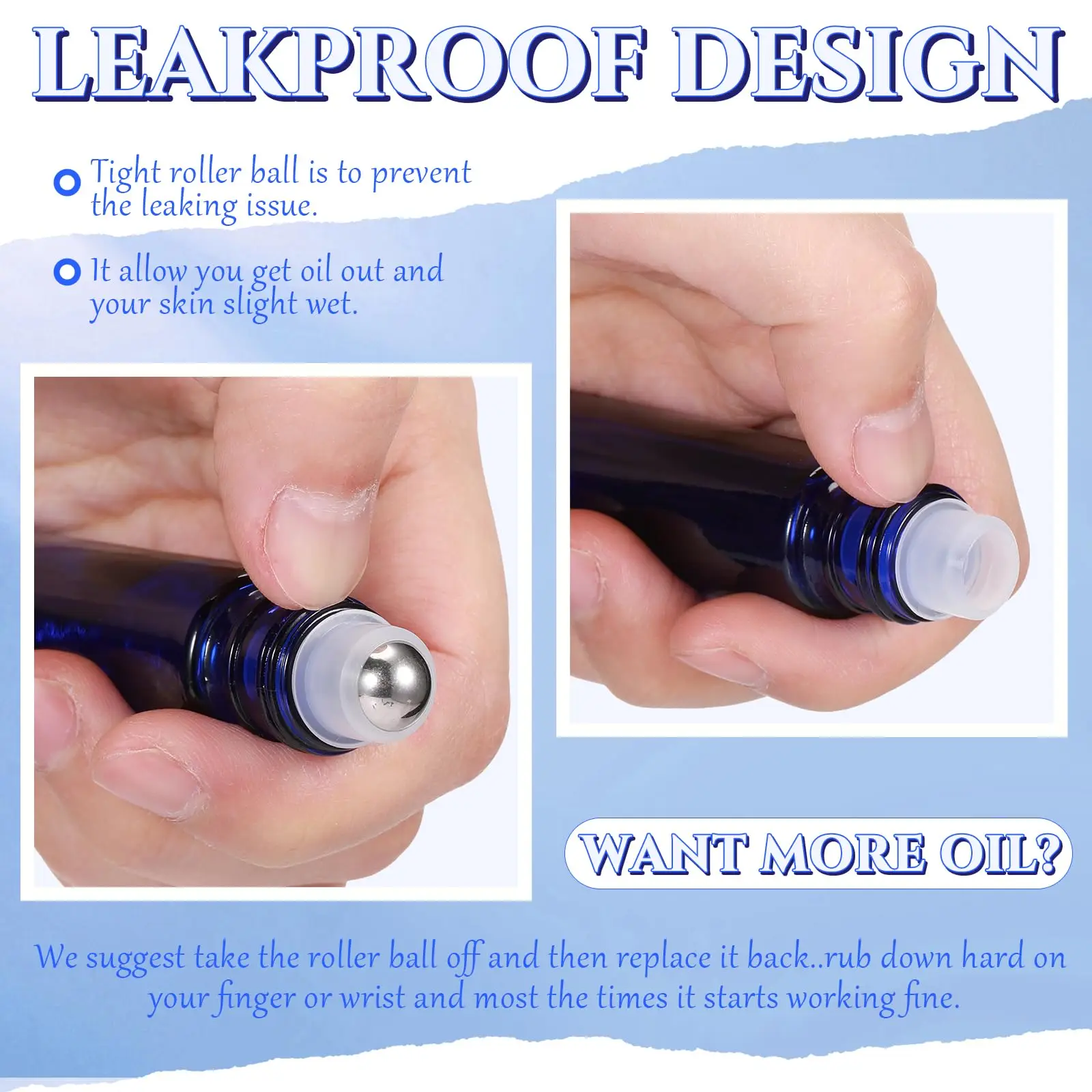 24pcs Glass Roll on Bottle 10ml Empty Essential Oil Roller Bottle with Stainless Steel Ball Opener Funnel Travel Accessories