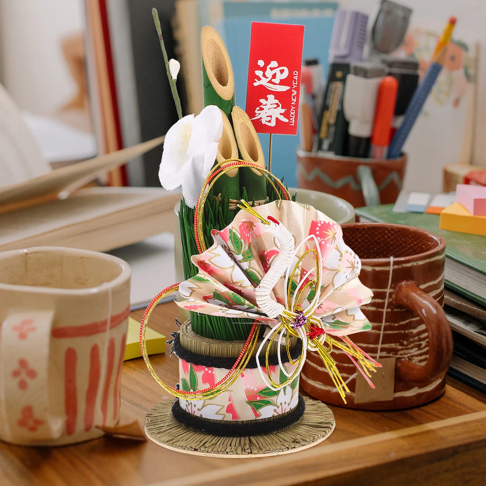 

Japanese Bamboo Decoration Door Pine Ornament for Sushi Restaurant Home Desk New Year Party Decor Creative Fengshui Adornment