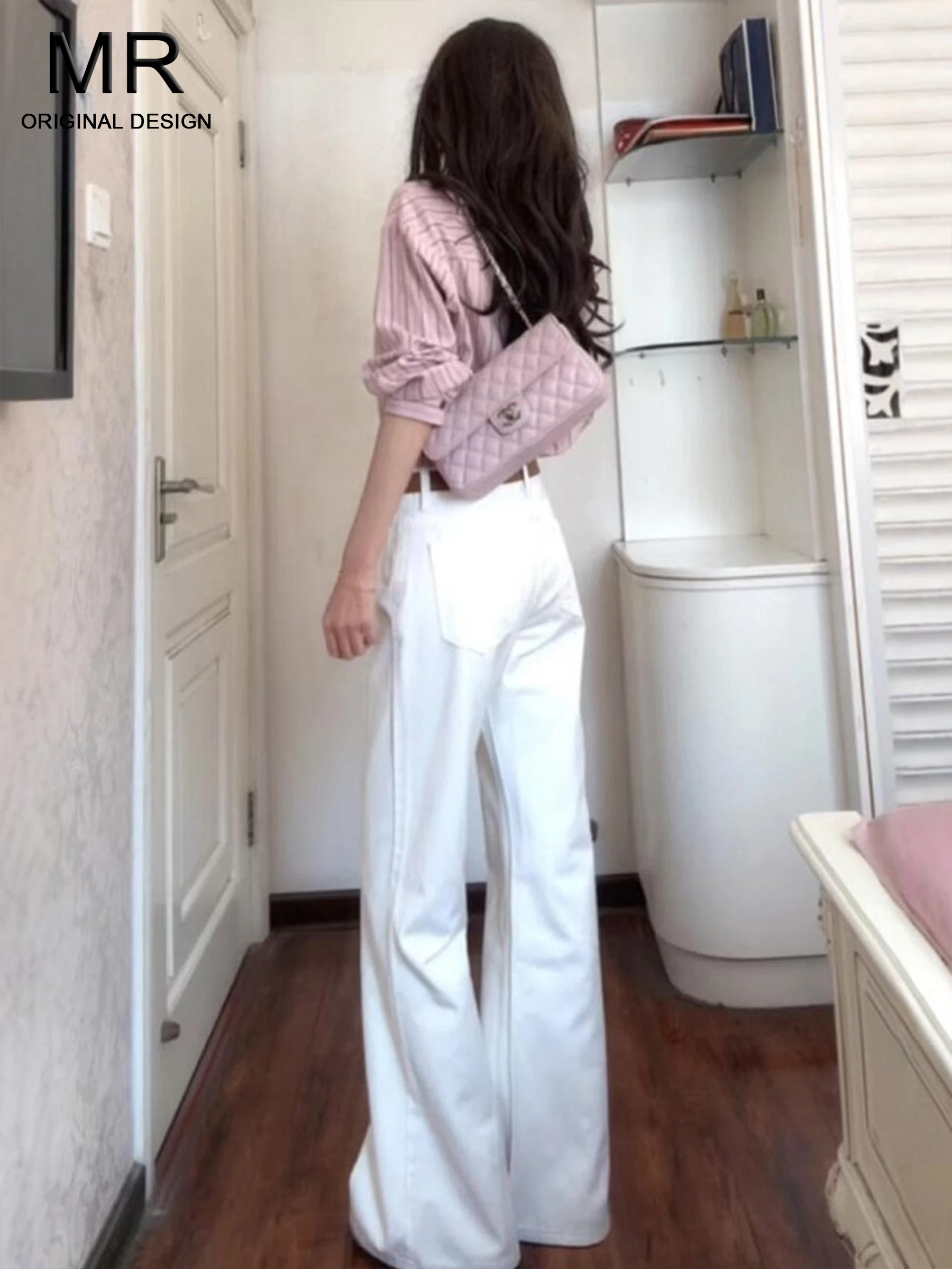 

Женские джинсы-клеш с высокой талией, свободные, струящиеся, с тройной защитой, микро-клеш, повседневный стиль, весна-лето