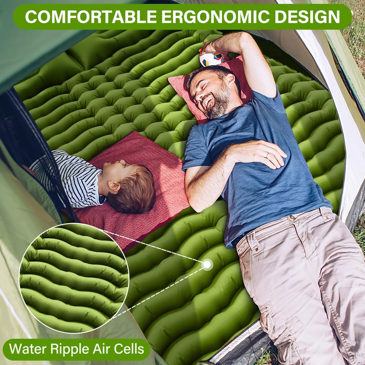 Inflatable Mattress for Outdoor Camping, Foldable Inflatable Double Mattress