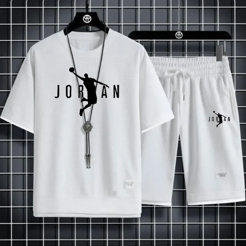 

Летний мужской костюм 2026: Новинка! Дизайнерская одежда, модная футболка, блейзер, шорты — комплект из 2 предметов