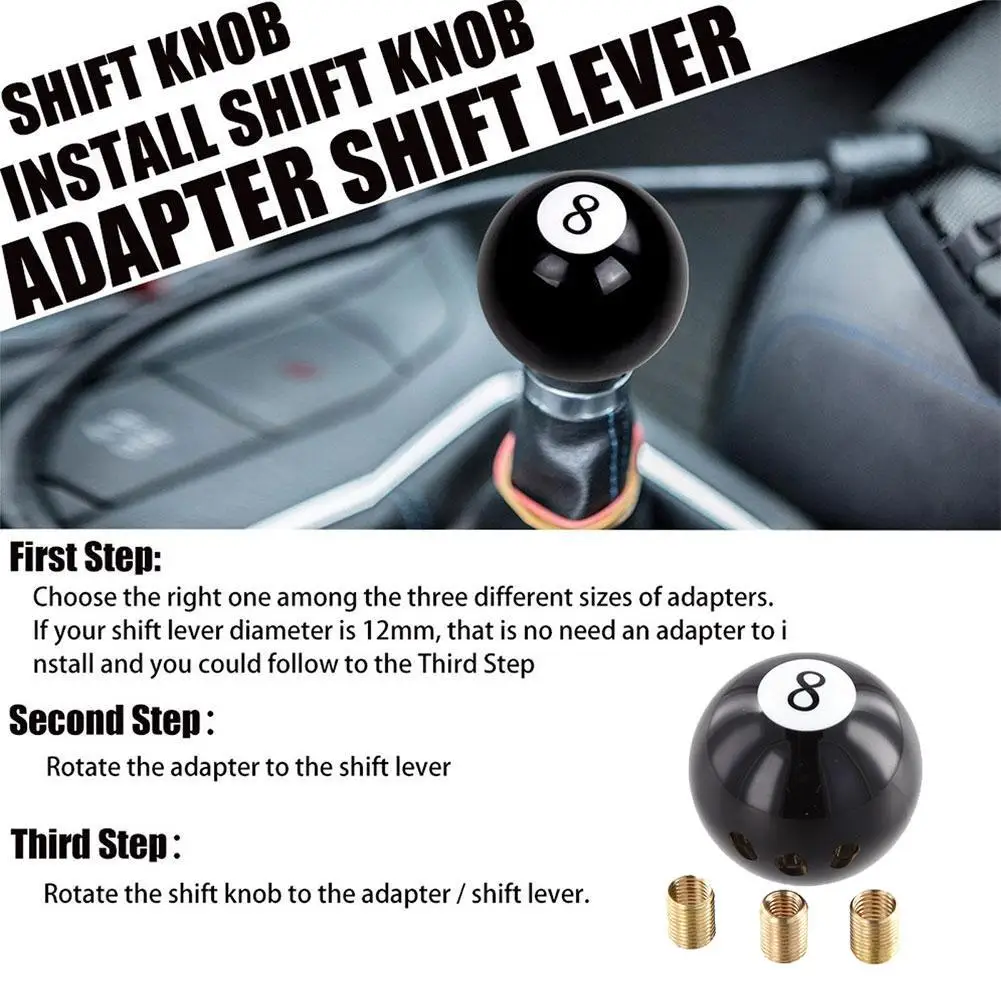 Black 8 Ball Gear Knob / Short Shifter Knob For Universal Car Acrylic BLACK 8 Ball For Mostly Car Acrylic Black 8 Ball E2H5