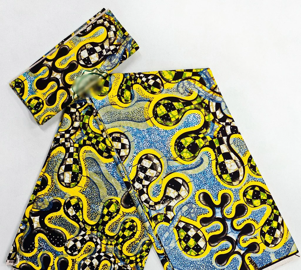 

Grand Super African Wax Print Fabric with Stones 6 yards Real Dutch Ankara Wax Golden Fabrics Soft Material For Dress Sewing