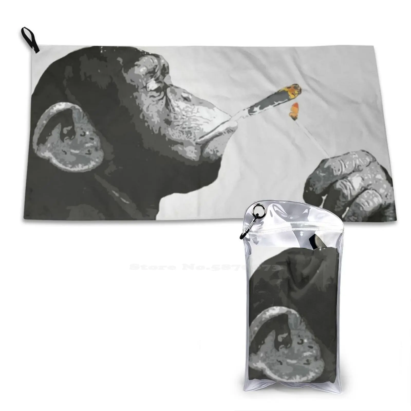 Banksy Steez Chimp Monkey Smoking Joint Personalized Soft Towel Home Outdoor Monkey Joint Monkey Chimp Monkey Smoking Joint