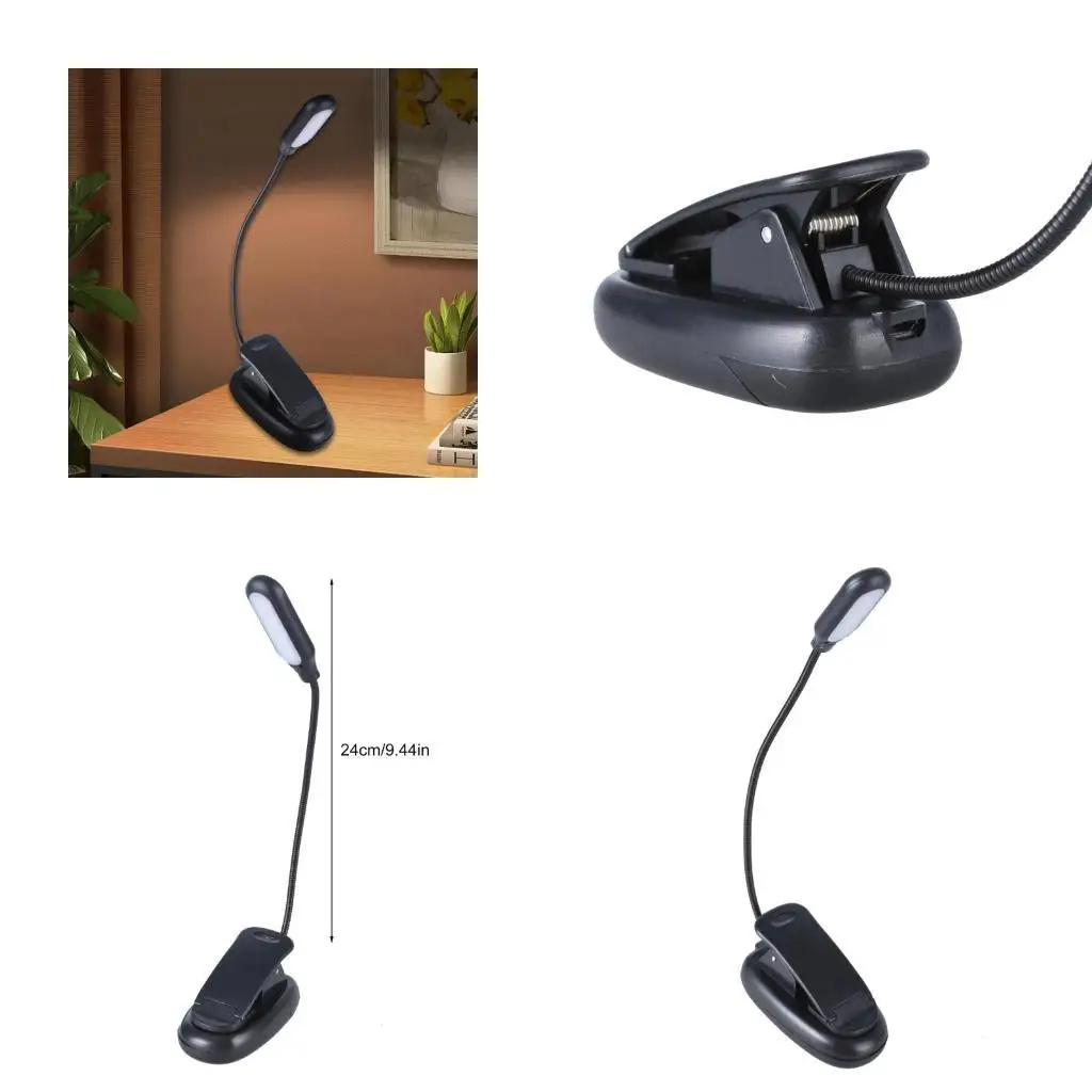 

31BA LED Clip Light Desk Clamp Lamp 3 Dimmable Brightness 3 Light Modes Flexible