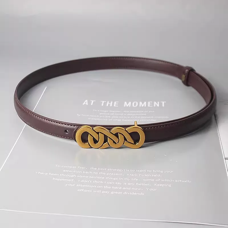 المرأة موضة الذهب مشبك جلد طبيعي مشد الإناث Cummerbund معطف حزام فستان Decration حزام ضيق J1679