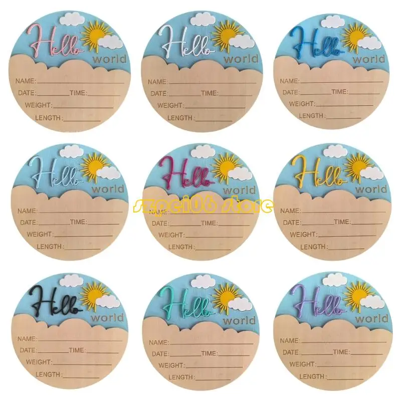 

45BF Sun Themed Birth Announcement Sign for Newborn Photography Baby Shower Decors Memory Wall Art