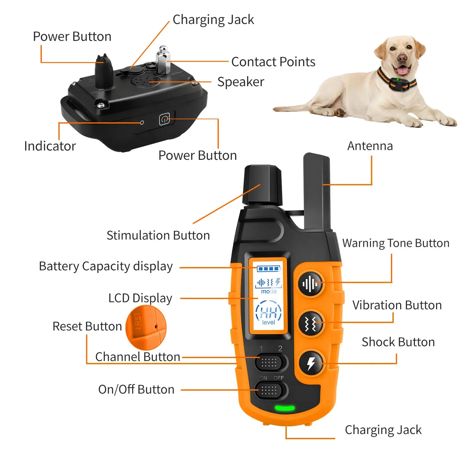 3300Ft Dog Training Collar with Remote Rechargeable Waterproof E Collar Beep Vibration Shock High Quality Pet Training