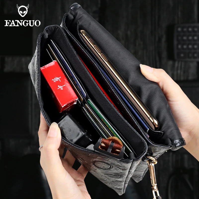 

Men Long Wallet Genuine Leather Mobile Bag Natural Cowhide Clutch Bag Multi Functional Clutch Wallet Card Bag Handbag