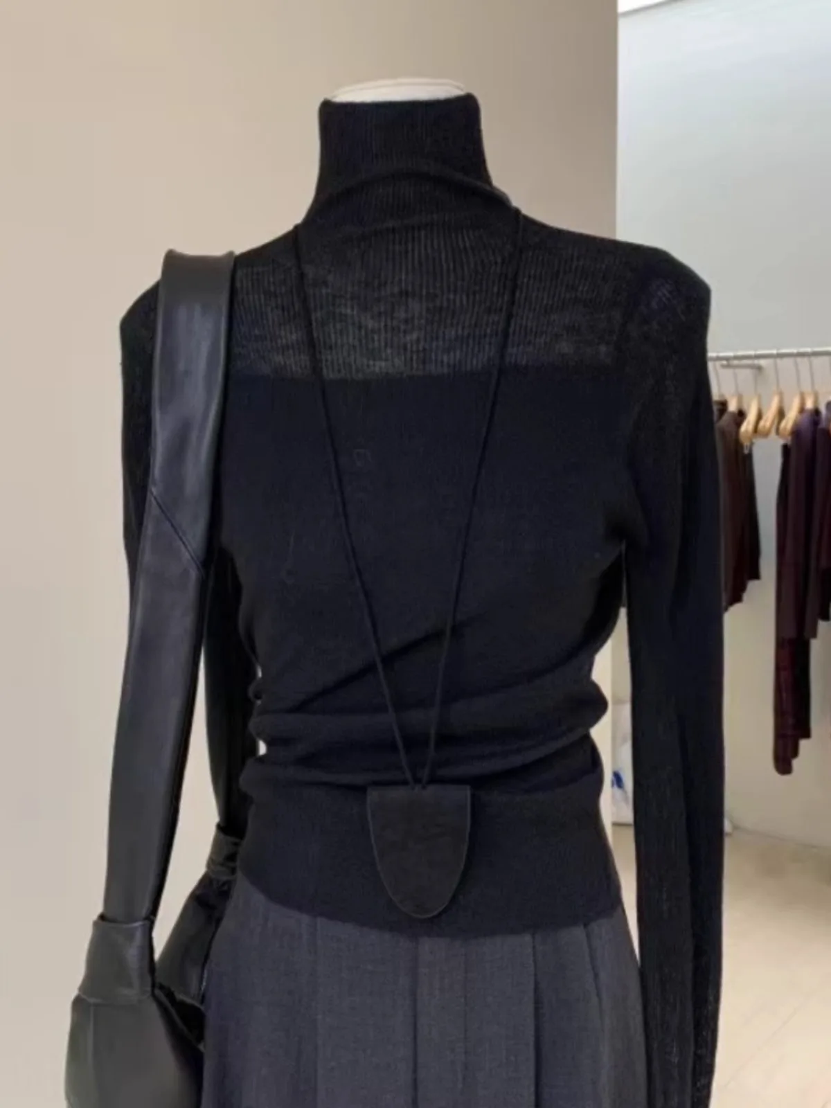 ملابس داخلية نسائية من الكشمير الخالص ذات ياقة عالية من زينلي، طبقة أساسية للملابس الداخلية، أزياء نسائية بأسلوب عملي، أكمام ...