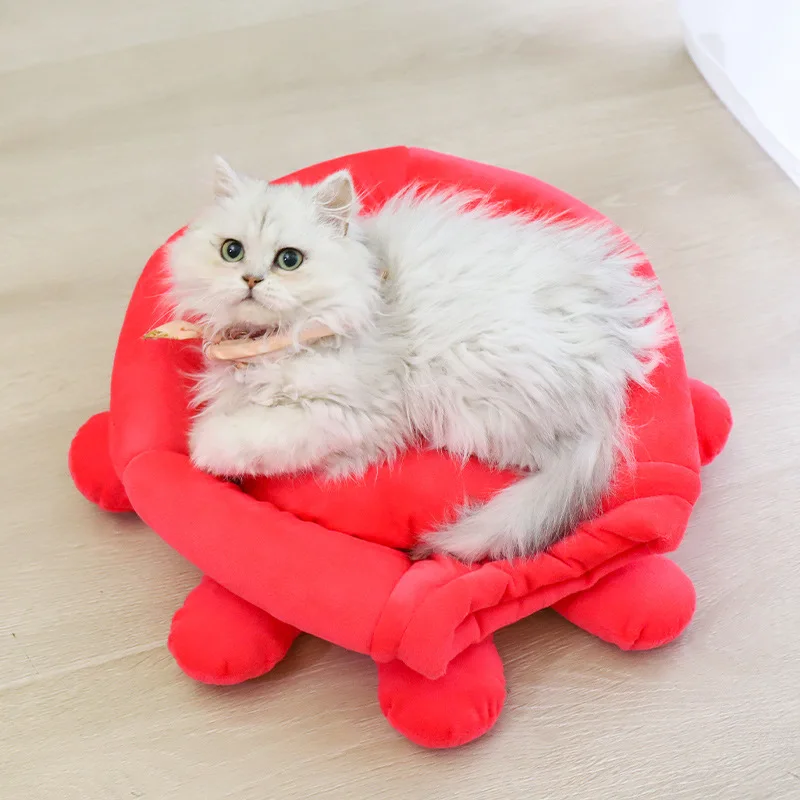 Creative Cartoon Octopus Shaped Cat Nest Semi Enclosed Warm Dual-use Small Dog Pet Nest Pet Supplies