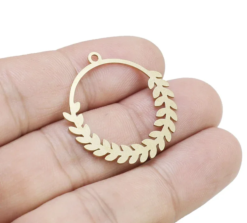 10pcs Round Twig Charm, Round Circle Charms, Leaf Charm For Jewelry Making, Necklace Pendant, Earring Findings, 30.2mm R2767