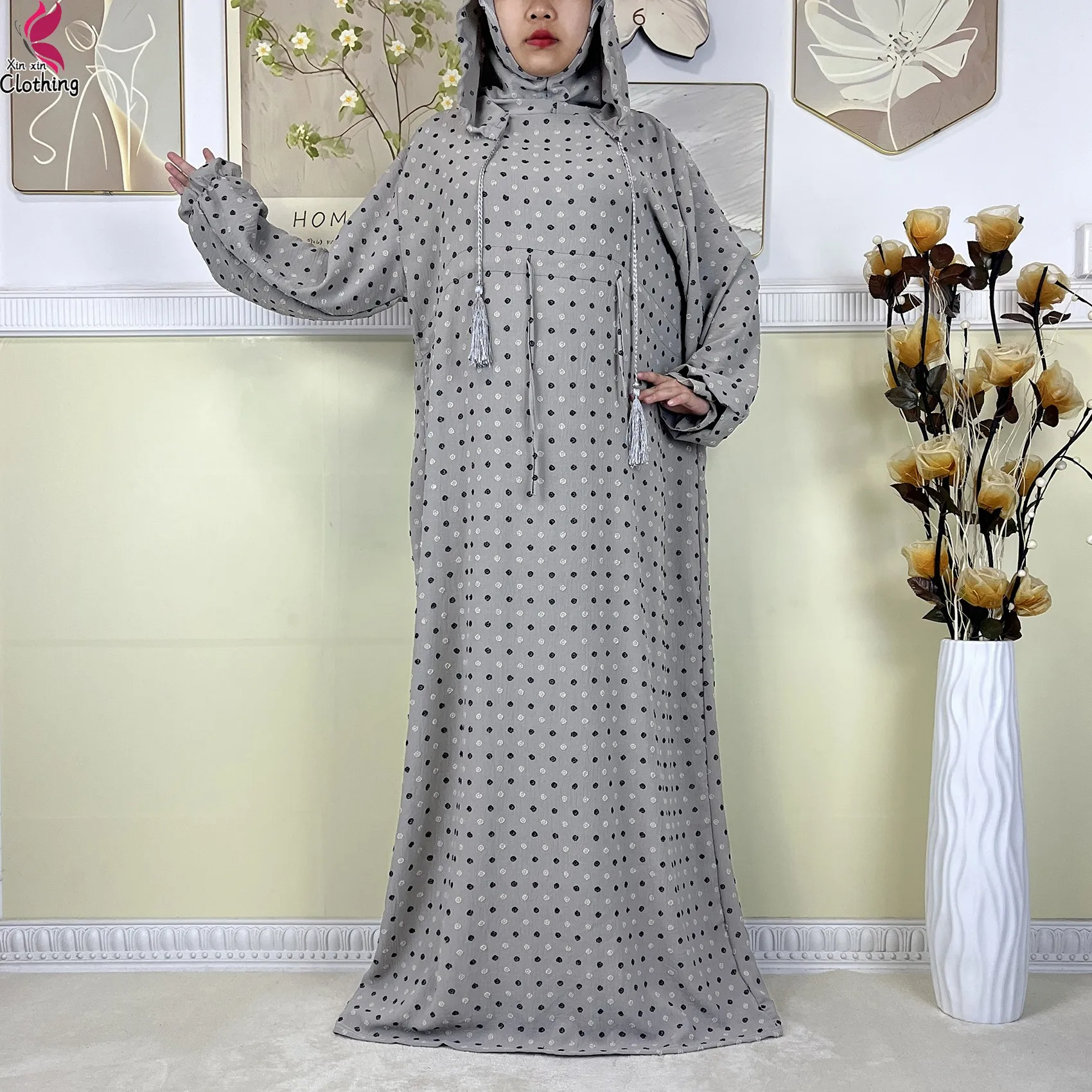Nuevo vestido de algodón de Ramadán para mujer, caftán Maxi holgado con cintura doble, Abaya musulmana, Dubai, Turquía, ropa de oración islámica