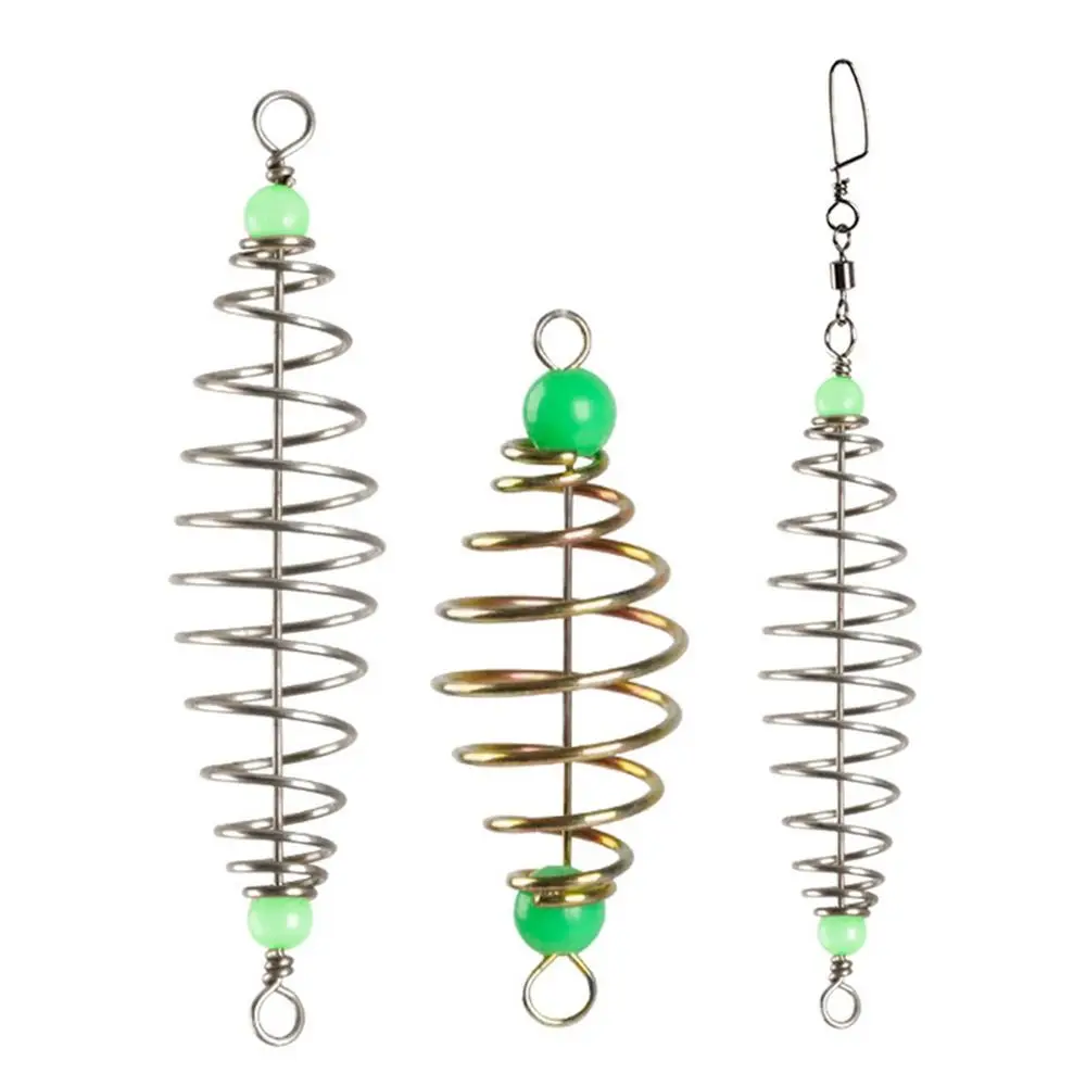 Olive Fishing Stainless Steel Feeder Method Leader Explosion Spring Lure Cage Waist Drum Spring Hanging Tackle Fishing