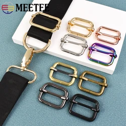 5Pcs Meetee 13-50mm Metal Belt Buckle Backpack Belts Roller Adjuster Clasp Webbing Tri-Glide Slider Hook Bag Hardware Accessory