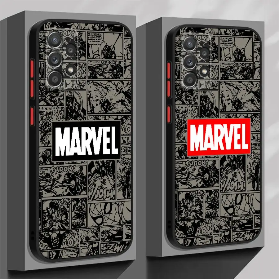 حافظة لهاتف سامسونج جالاكسي A55 5G A52 A54 A53 A51 A25 A24 A23 A35 A34 A33 A32 A16 A15 A14 Funda غطاء هاتف شعار Marvel