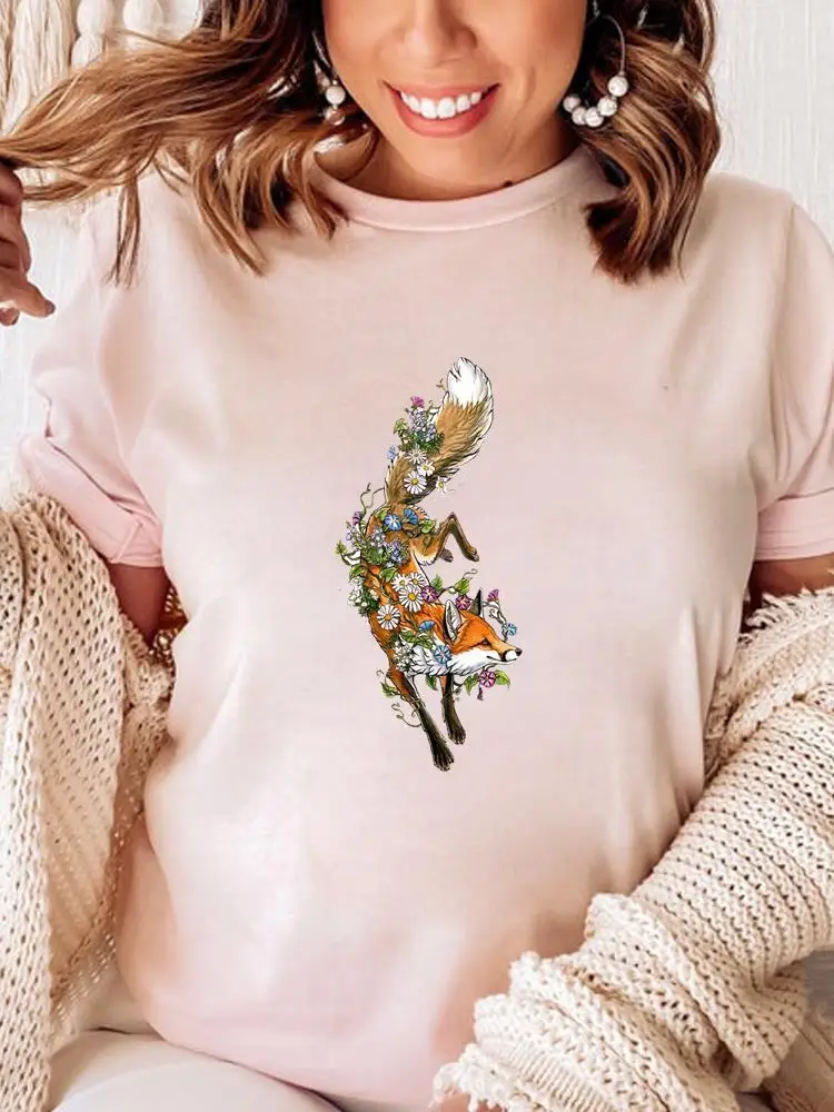 Fashion Short Sleeve Casual T-shirts Clothes Women Female 90s Style Trend Flower Sweet Summer T Clothing Print Graphic Tee